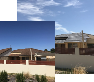 Before and after a roof restoration in perth