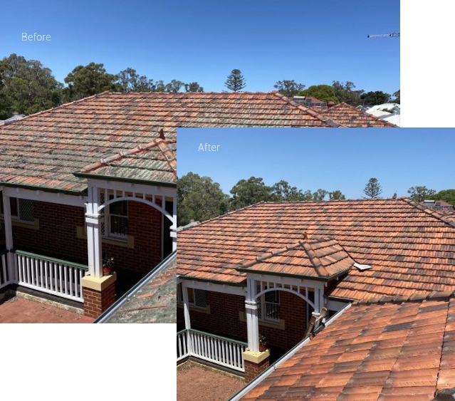Before and after a Roof Restoration