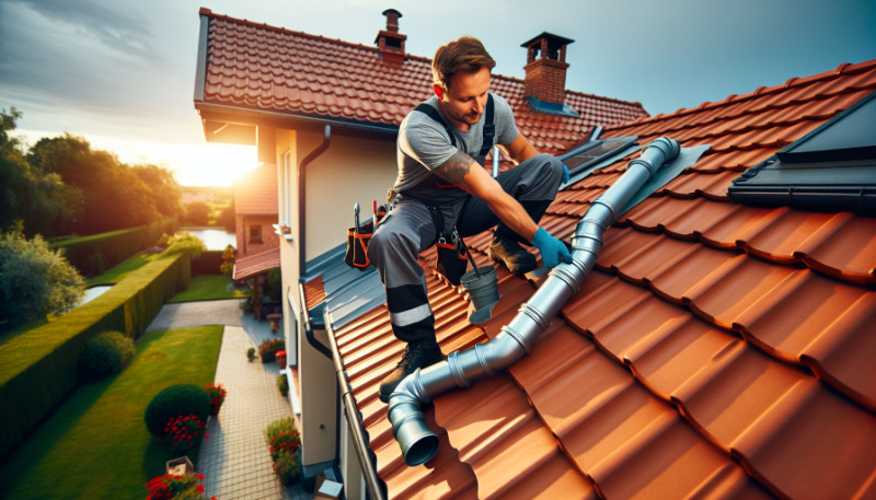 Roof Plumber Installing Roof Drainage Systems
