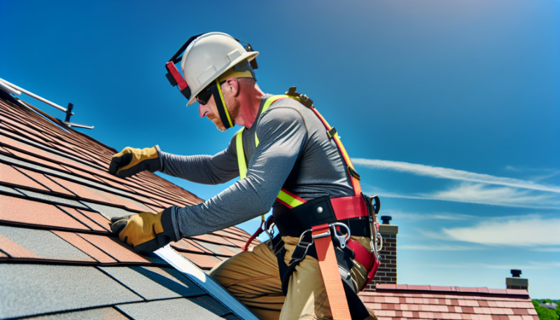 Roofing Contractor With Proper Safety Equipment